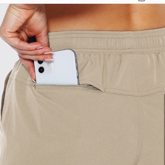 Tan Athletic Shorts with Elastic Waistband and Lightweight Fabric - Picture 3 of 10